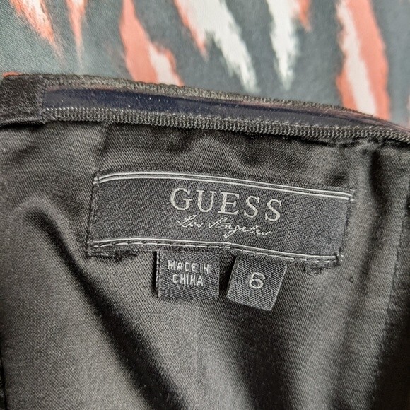 Guess Los Angeles Dress Size 6 Strapless Short A-Line Cocktail Abstract Peach - Picture 6 of 7